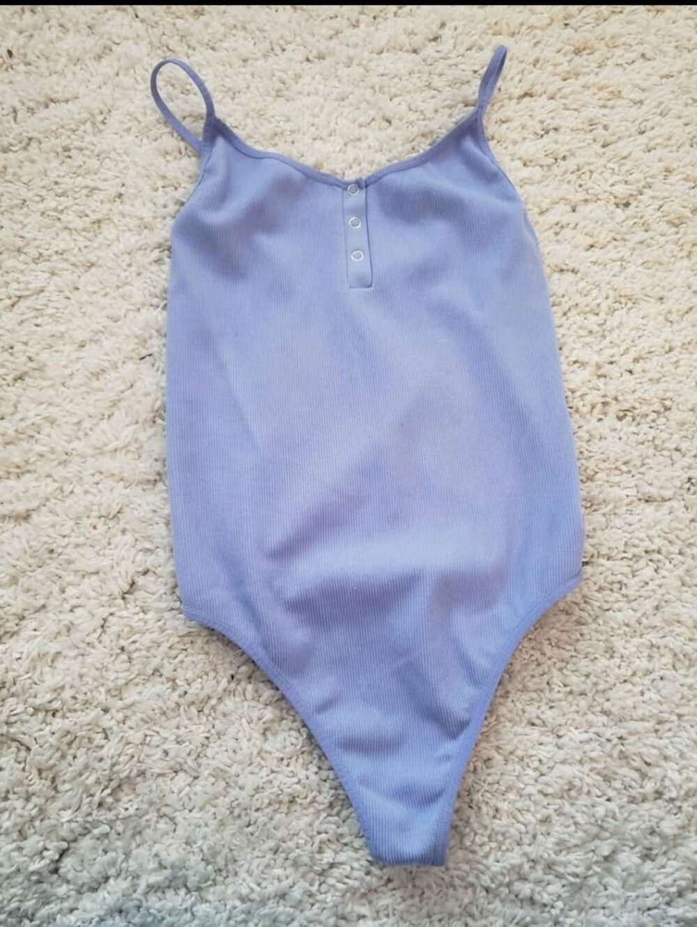 Forever 21 Lavender Ribbed Bodysuit with Button Placket